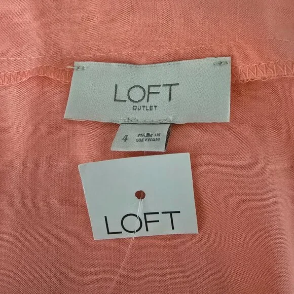 LOFT Peach Button-Front Midi Dress - Picture 3 of 15
